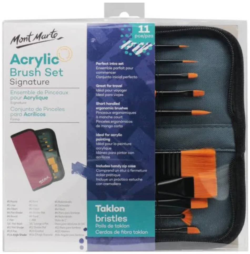 Taklon Brush Set in Wallet Signature 11pce - Acrylic