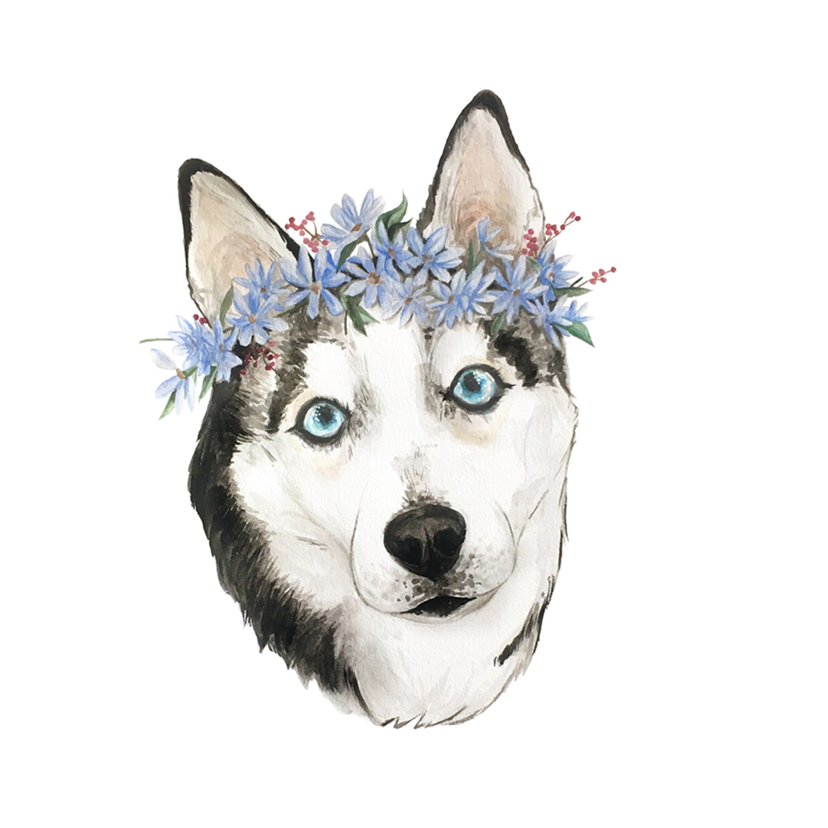 Flower Crown Husky Sticker