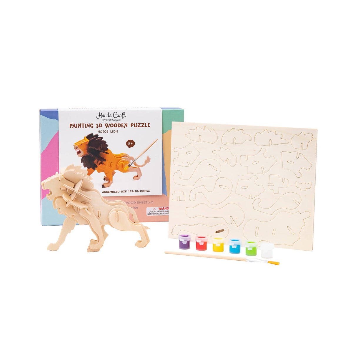 3D Wooden Puzzle with Paint Kit: Lion
