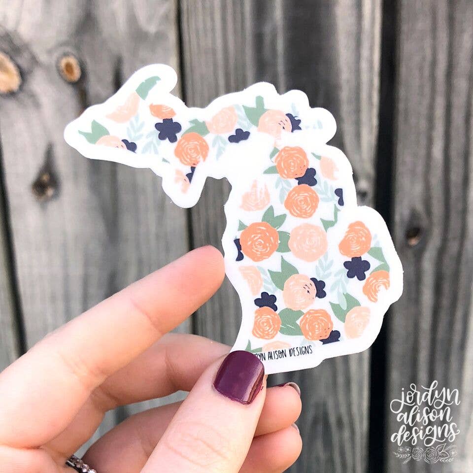 Michigan Coral Floral Sticker