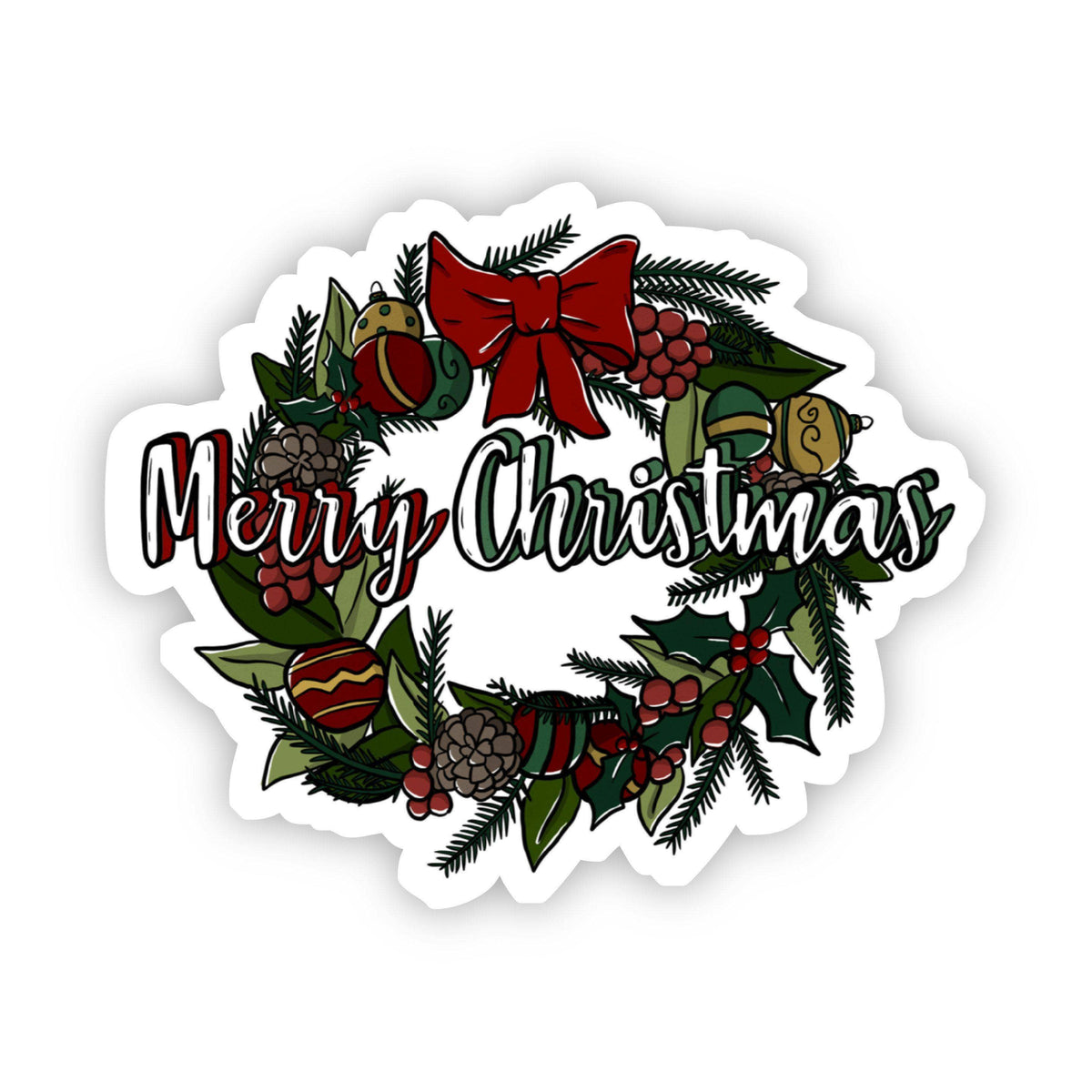 Merry Christmas Wreath Sticker