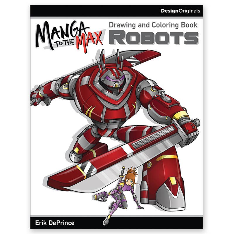 Manga Robots Coloring Book
