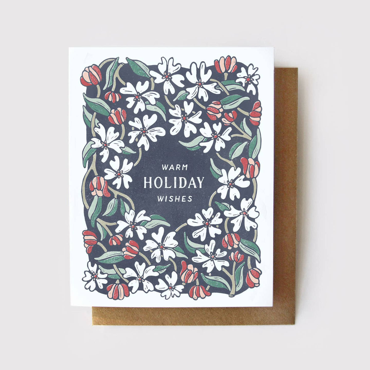 Warm Holiday Wishes Card - Floral Eco Friendly Holiday Card