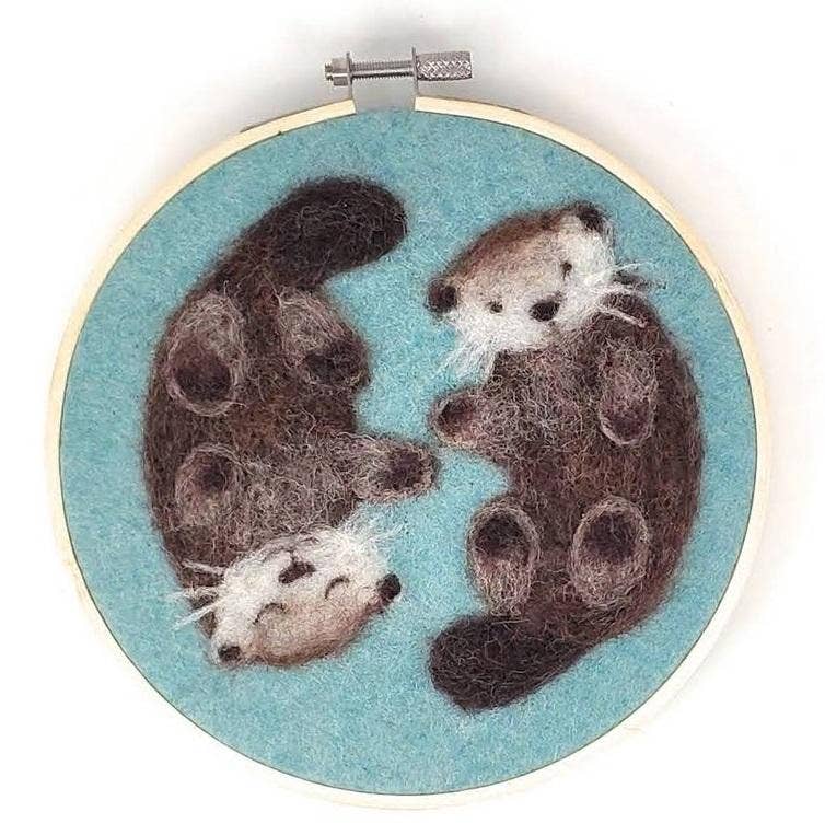 Otters in a Hoop Needle Felting Kit